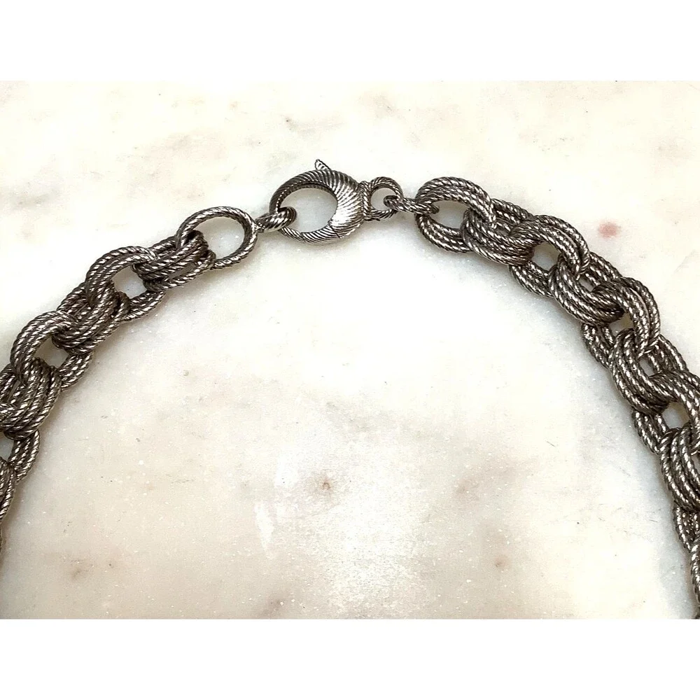 Heavy Link Necklace Bronze Italy Textured Link Designer Milor Rolo 17